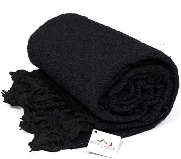 Open Road Goods Solid Color Mexican Yoga Blanket – Large Handwoven Throw for Yoga, Beach, Camping or Home – Soft and Durable Cotton Blend - Image 1